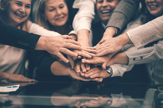group of diverse business people showing their unity.