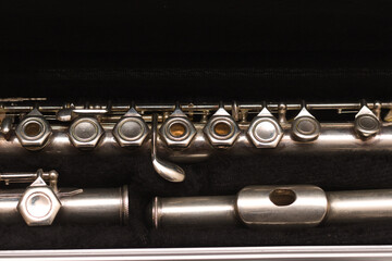 Naklejka premium Open case with a disassembled flute lying in it