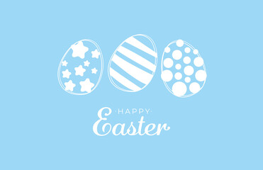 Happy Easter  greeting card with easter eggs. Simple vector  banner decoration.