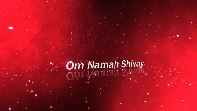 "Om Namah Shivay" text on particle background. Shimmering Glittering Particles. Beautiful animation on Maha Shivratri Festival