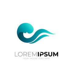 simple wave logo design illustration, blue wave logo template