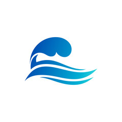 Simple wave logo design illustration, blue wave logo template
