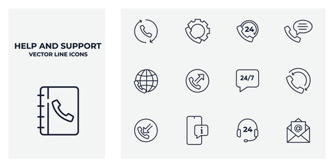 Set of Help and support icon. Online Help icon. Support service pack symbol template for graphic and web design collection logo vector illustration