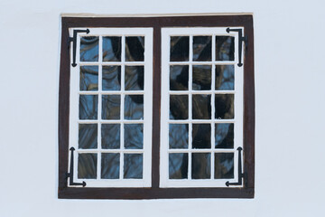 Casement window, double with small panes of glass, old Cape Dutch style architecture