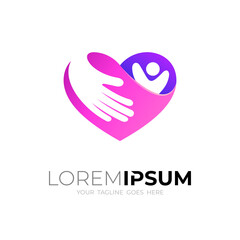 Abstract charity logo with love and people logos, love hand icons
