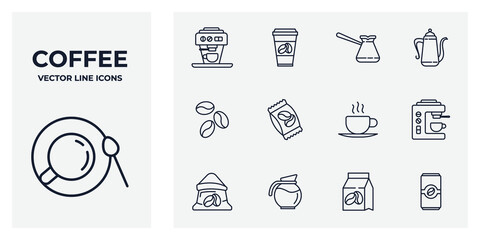 Set of Coffee icon. Coffee pack symbol template for graphic and web design collection logo vector illustration