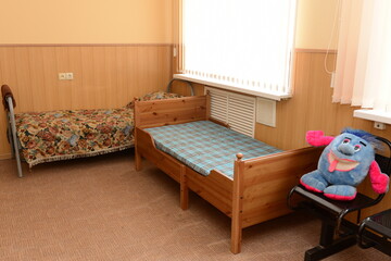 In the room of a mother and child at a bus station in Moscow