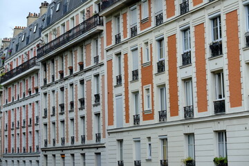 Fototapeta na wymiar A facade in Montmartre. Paris, july 2020