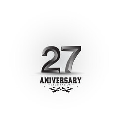 27 Year Anniversary Vector Template Design Illustration