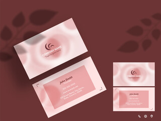 Modern Business Or Visiting Card In Pink Color With Front And Back View.