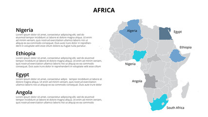 Africa vector map infographic template divided by countries. Slide presentation