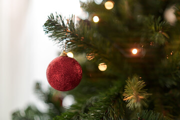 Christmas decoration details on Christmas tree