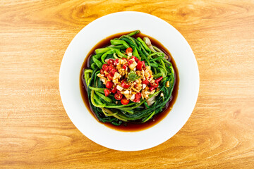 Seasonal wild vegetables in spring with dandelion