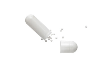 Tablet in capsule. Capsule pill on white background