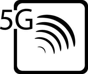 the fifth generation communication standard logo in black and white. 5G