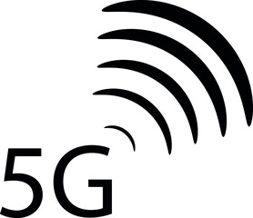the fifth generation communication standard logo in black and white. 5G