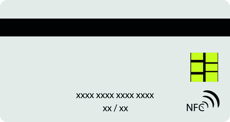 plastic card with magnetic stripe, chip and contactless payment function. NFC