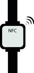 smartwatch logo with NFC function and wireless network sign. Near field communication