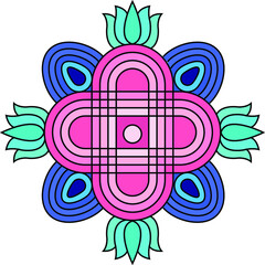 Fototapeta premium Indian Traditional and Cultural Rangoli, Alpona, Kolam, or Paisley, with a contemporary look. For textile/ fabric prints, phone case, greeting card. logo, calendar.