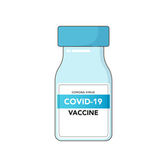 Covid-19 vaccine vial flat icons. Treatment for coronavirus covid-19. Isolated on white background vector illustration.