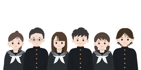 勉強をする 学生 男女 生徒 横向き イラスト素材 Boy Wall Mural B Senryu