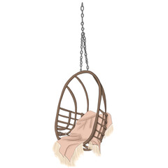 Hanging Chair Background Hand Drawn Illustration	