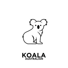 Australian Koala simple black line logo vector icon illustration design isolated background