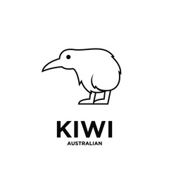 Australian kiwi bird animal vector black line logo icon illustration design white background