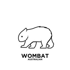 Australian wombat animal vector black line logo icon illustration design white background