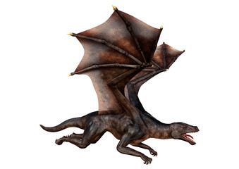 3D Rendering Fairy Tale Dragon on White