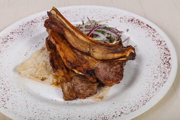 Grilled rack of lamb barbeque