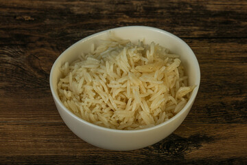 Steamed basmati rice in the bowl