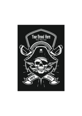 pirate skull head logo vector