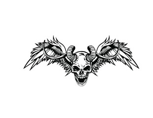 demonic skull wing vector