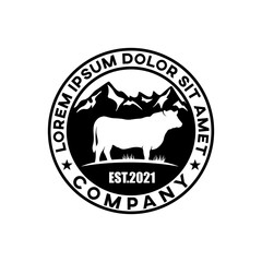 Modern beef badge logo. Vector illustration.