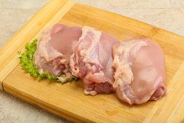 Raw chicken boneless and skinless leg