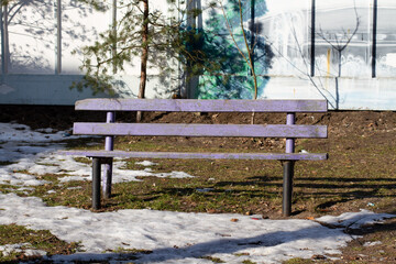 Spring shop beautiful spring atmosphere with an old shop and melted snow