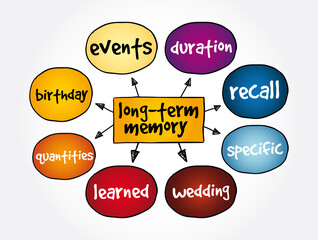 Long-term Memory mind map, concept for presentations and reports