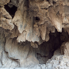 Detalles abstractos en la cueva de la Garita, cerca de la población de Chera, en la provincia de Valencia. Comunidad Valenciana. España. Europa