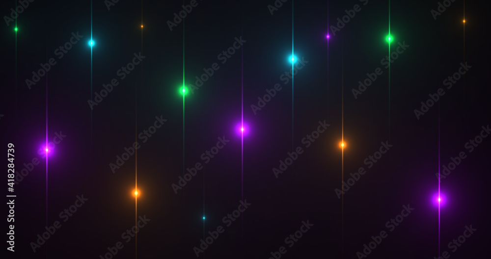 Wall mural abstract technology bright background with blue laser rays lens flare light and lighting. dynamic di