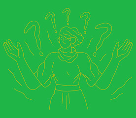 Mental rehabilitation, psychotherapy concept. Mental health problems, depression, agression and anxiety vector illustration in simple line art stile. Contemporary psychological problems of society.