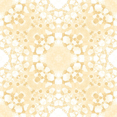 Yellow seamless pattern. Appealing delicate soap bubbles. Lace hand drawn textile ornament. Kaleidos