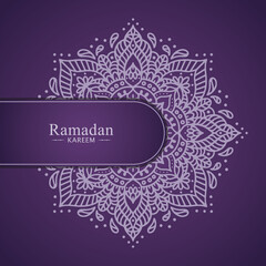 Beautiful Ramadan Kareem background with mandala pattern for greeting card, banner and poster