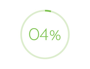 4% percentage infographic circle icons, 4 percents pie chart infographic elements for Illustration, business, web design