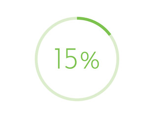 15% percentage infographic circle icons, 15 percents pie chart infographic elements for Illustration, business, web design