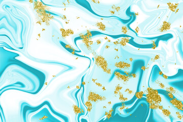 Fototapeta na wymiar LIQUID WATERCOLOR TETXURE WITH GOLD FOIL. MARBLE EFFECT MODERN BACKGROUND