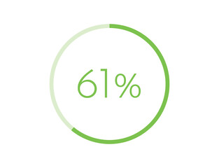 61% percentage infographic circle icons, 61 percents pie chart infographic elements for Illustration, business, web design