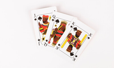 three cards king royal flush playing cards
