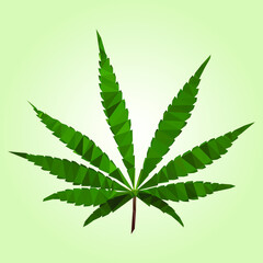 Cannabis leaf icon isolated vector illustration. A cannabis leaf on a light green background.