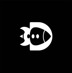 letter D rocket silhouette logo design
